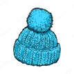 Bright blue winter knitted hat with pompon Stock Vector Image by  ©Sabelskaya #130509022